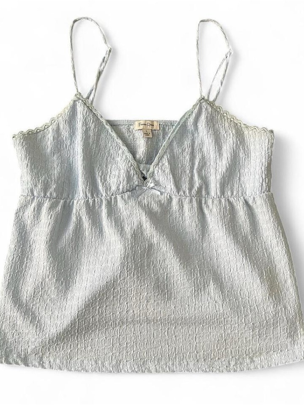 Soft Textured Spaghetti Strap Tank Top - Light blue